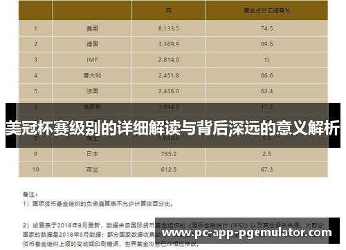 美冠杯赛级别的详细解读与背后深远的意义解析