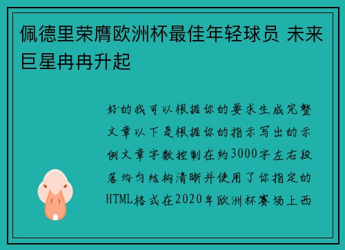 佩德里荣膺欧洲杯最佳年轻球员 未来巨星冉冉升起 佩德里荣膺欧洲杯最佳年轻球员 未来巨星冉冉升起